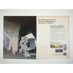 Vintage 1960s Cutler Hammer Electrical Equipment 2 Page Print Ad MOD Modern City